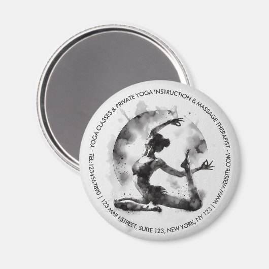 Waterverf Yoga Reiki One-Legged King Pigeon Pose Magneet (Voorkant / Achterkant)