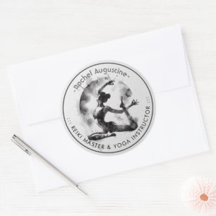 Waterverf Yoga Reiki One-Legged King Pigeon Pose Ronde Sticker