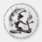Waterverf Yoga Reiki One-Legged King Pigeon Pose Ronde Sticker (Voorkant)