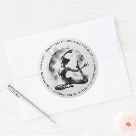 Waterverf Yoga Reiki One-Legged King Pigeon Pose Ronde Sticker (Envelop)