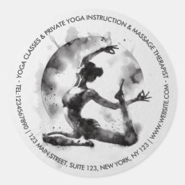 Waterverf Yoga Reiki One-Legged King Pigeon Pose Ronde Sticker