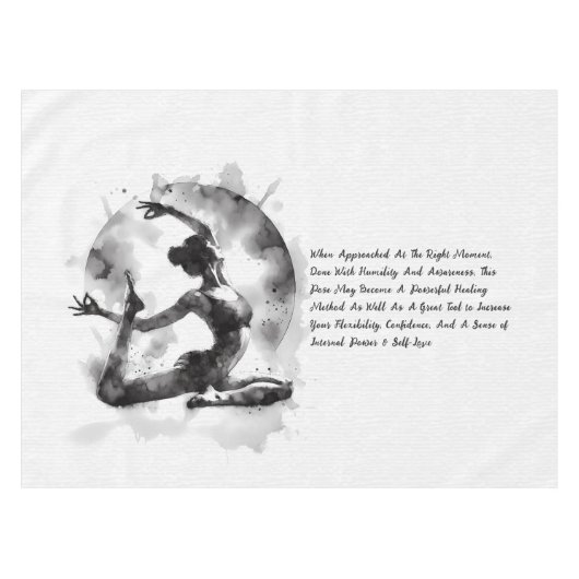 Waterverf Yoga Reiki One-Legged King Pigeon Pose Tafelkleed (Voorkant (Horizontaal))