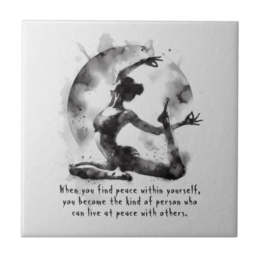 Waterverf Yoga Reiki One-Legged King Pigeon Pose Tegeltje (Voorkant)