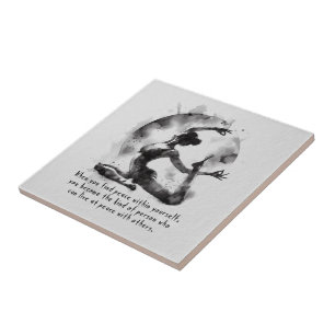 Waterverf Yoga Reiki One-Legged King Pigeon Pose Tegeltje