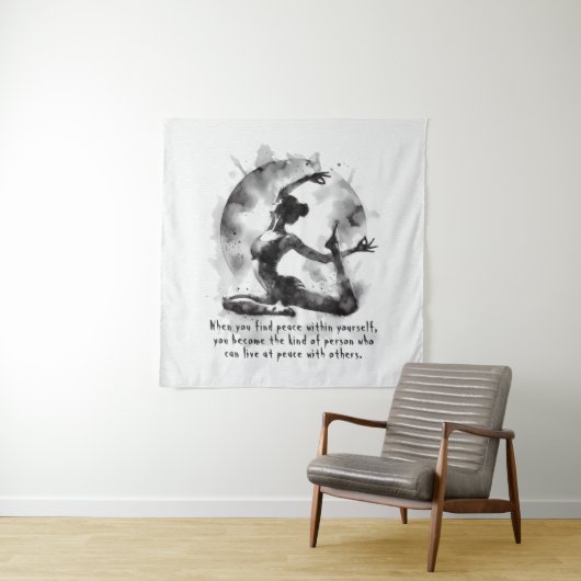 Waterverf Yoga Reiki One-Legged King Pigeon Pose Wandkleed (In situ)