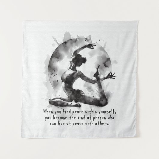 Waterverf Yoga Reiki One-Legged King Pigeon Pose Wandkleed (Voorkant)