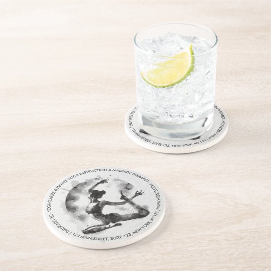 Waterverf Yoga Reiki One-Legged King Pigeon Pose Zandsteen Onderzetter (Zijkant)