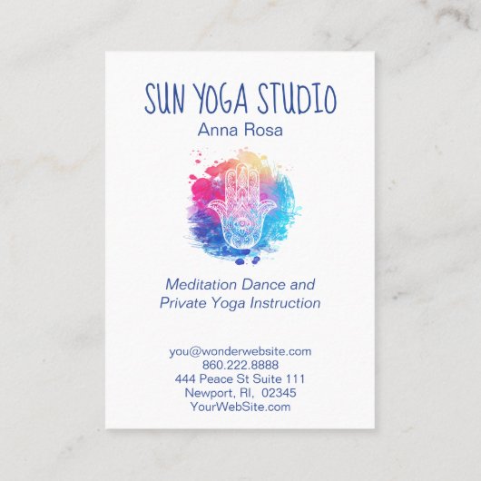 *~* Waterverf Yoga Spa Hamsa Hand Visitekaartje (Achterkant)