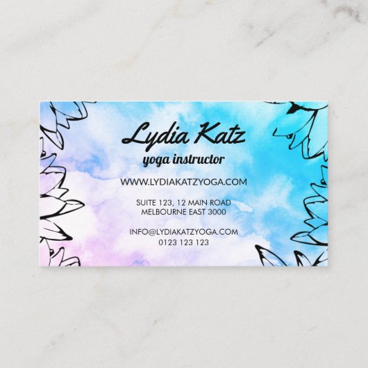 Waterverf Yoga Visitekaartje (Achterkant)