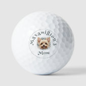 Waterverf Yorkie en Floral Wreath golfballen (Voorkant)