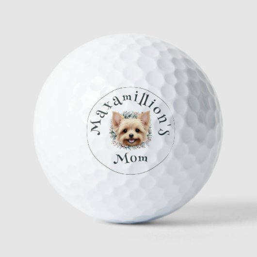 Waterverf Yorkie en Floral Wreath golfballen (Voorkant)