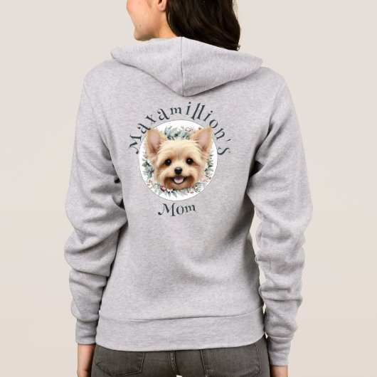 Waterverf Yorkie en Floral Wreath Hoodie (Achterkant)