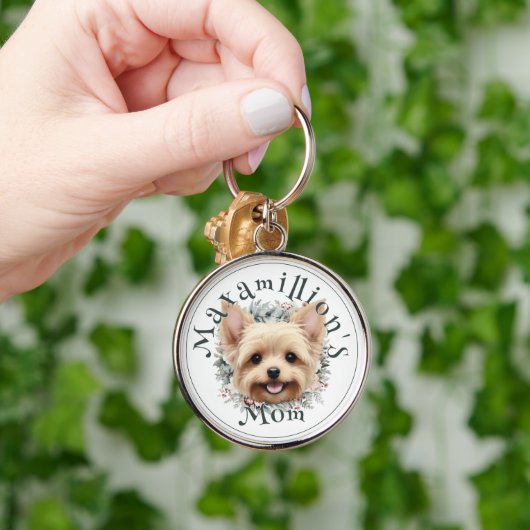 Waterverf Yorkie en Floral Wreath Sleutelhanger (Hand)