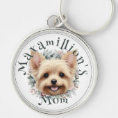 Waterverf Yorkie en Floral Wreath Sleutelhanger (Voorkant)