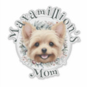 Waterverf Yorkie en Floral Wreath Sticker (Voorkant)