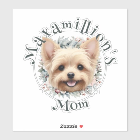 Waterverf Yorkie en Floral Wreath Sticker (Vel)