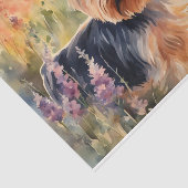 Waterverf Yorkshire Terrier in bloemendecoupage Tissuepapier (Detail)