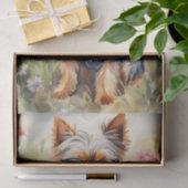 Waterverf Yorkshire Terrier in bloemendecoupage Tissuepapier (Geschenk)