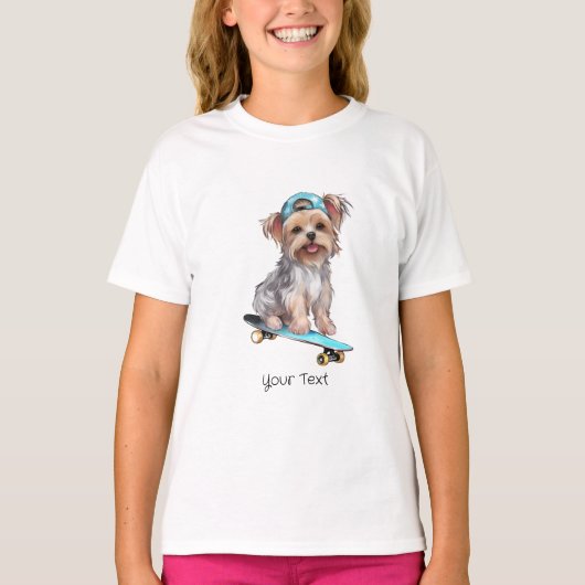 Waterverf Yorkshire Terrier Meisje T-shirt (Voorkant)
