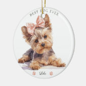 Waterverf Yorkshire Terrier Puppy Aangepast Keramisch Ornament (Links)