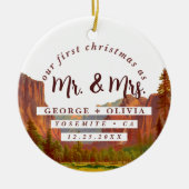 Waterverf Yosemite California Onze Eerste Kerstmis Keramisch Ornament (Voorkant)