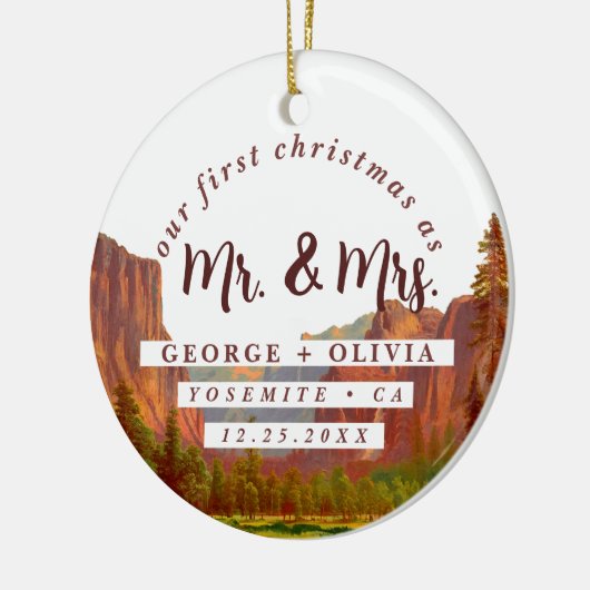 Waterverf Yosemite California Onze Eerste Kerstmis Keramisch Ornament (Links)