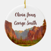 Waterverf Yosemite California Onze Eerste Kerstmis Keramisch Ornament (Achterkant)