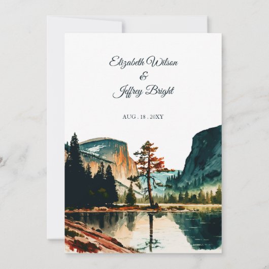 Waterverf Yosemite National Park Save the Date Kaart (Achterkant)