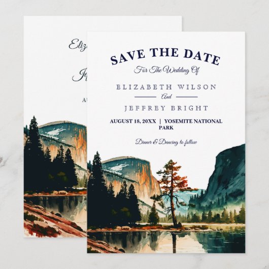 Waterverf Yosemite National Park Save the Date Kaart (Voorkant / Achterkant)