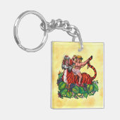 Waterverf Young Bacchus glimlacht op een tijger Sleutelhanger (Voorkant Links)
