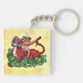 Waterverf Young Bacchus glimlacht op een tijger Sleutelhanger (Achterkant)