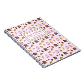 Waterverf Yummy Desserts Bakery Cupcake Designer Notitieboek (Rechterzijde)