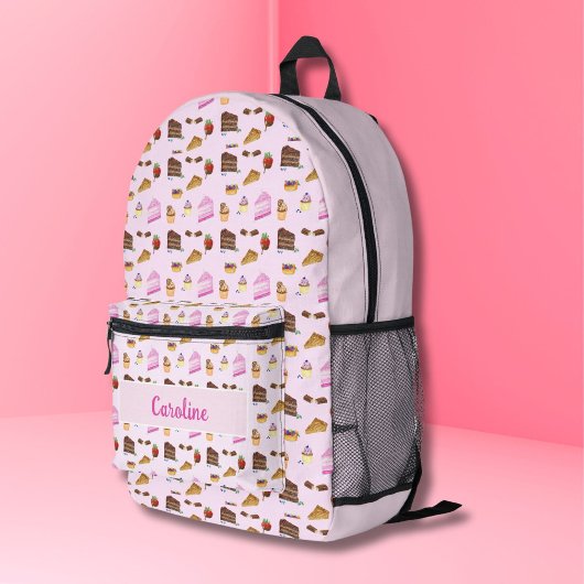 Waterverf Yummy Desserts Bakery Pastry Naam Bedrukte Rugzak