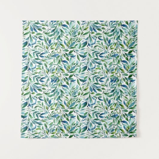 Waterverf zacht bladbotanisch patroon wandkleed (Voorkant (horizontaal))