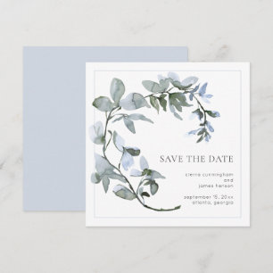 Waterverf Zacht Blauw Salie Groen Bloemmotief Save The Date