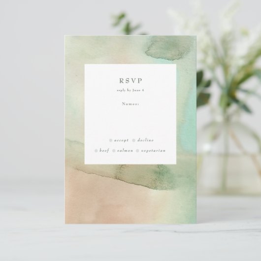 Waterverf Zacht paasstrand bruiloft RSVP Kaartje (Staand voorkant)