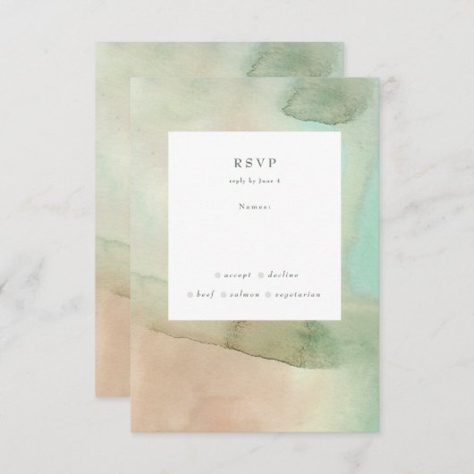 Waterverf Zacht paasstrand bruiloft RSVP Kaartje (Voorkant / Achterkant)