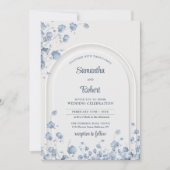 Waterverf zacht pastelblauw Wildflower Boho Arch Kaart (Voorkant)