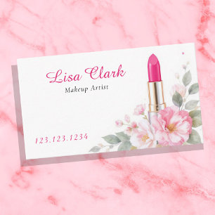 Waterverf Zacht Roze Bloem Lipstick Make-up Arties Visitekaartje