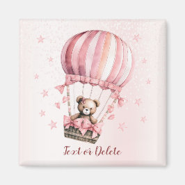 Waterverf Zacht Roze Teddybeer Heet Luchtballon Magneet