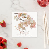 Waterverf zacht sinaasappel roze bloesems servet (Insitu)