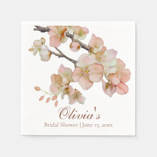 Waterverf zacht sinaasappel roze bloesems servet