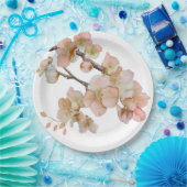 Waterverf zacht sinaasappel roze boombloesems papieren bordje (Feest)