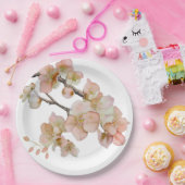 Waterverf zacht sinaasappel roze boombloesems papieren bordje (Feest)