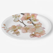 Waterverf zacht sinaasappel roze boombloesems papieren bordje (Gekanteld)