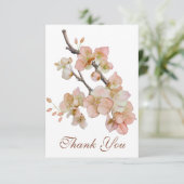 Waterverf zacht sinaasappel roze lentebloesems kaart (Staand voorkant)