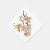 Waterverf zacht sinaasappel roze lentebloesems servet (Hoek)