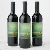 Waterverf zacht weidelandschap hooivelden wijn etiket (Flessen)