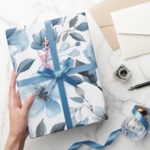 Waterverf Zachte Blauwe Bloem Witte Bloemmotief
