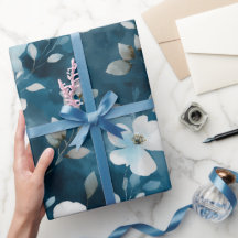 Waterverf Zachte Blauwe Bloem Witte Bloemmotief